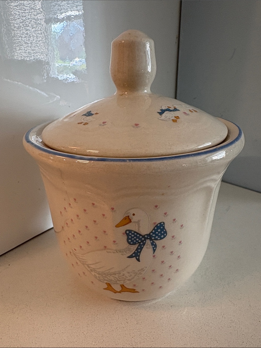 Vintage Brick Oven Stoneware Cream Ceramic Aunt Rhody Goose Canister Sugar Bowl